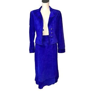 Char Women’s Vintage Genuine Suede Blazer+ Midi Skirt Suit size 8/10 Old Money